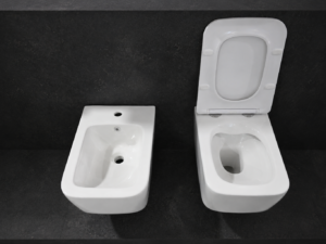 Set WC dhe bide sospeso i bardhë me kapak