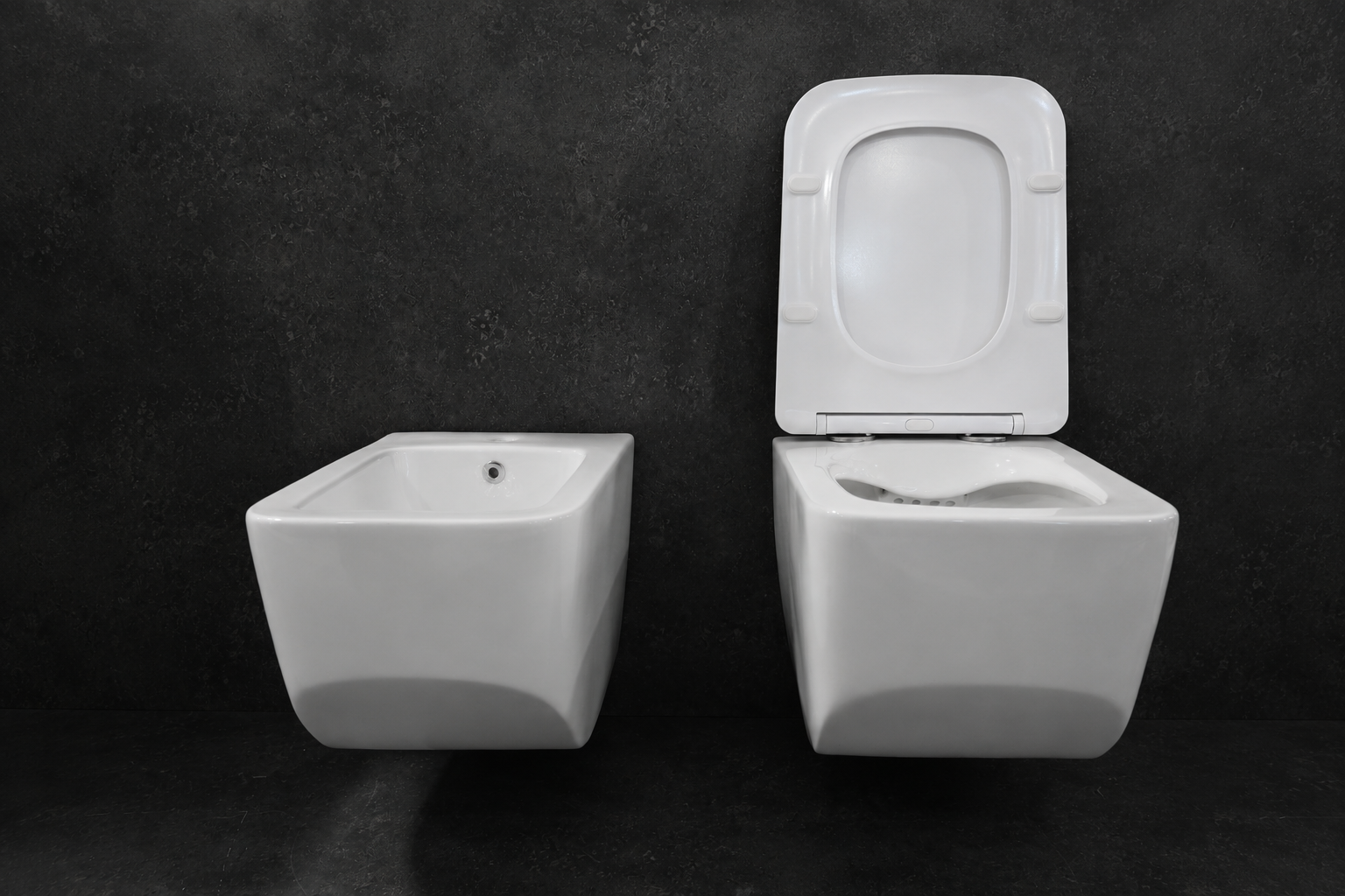 Set WC dhe bide sospeso i bardhë me kapak - Figura 2