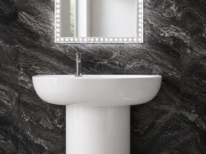 Set lavamani piedestal qeramik me pasqyrë LED