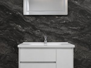 Mobilje banjoje Long Life White PVC 81x47 cm me lavaman dhe pasqyrë